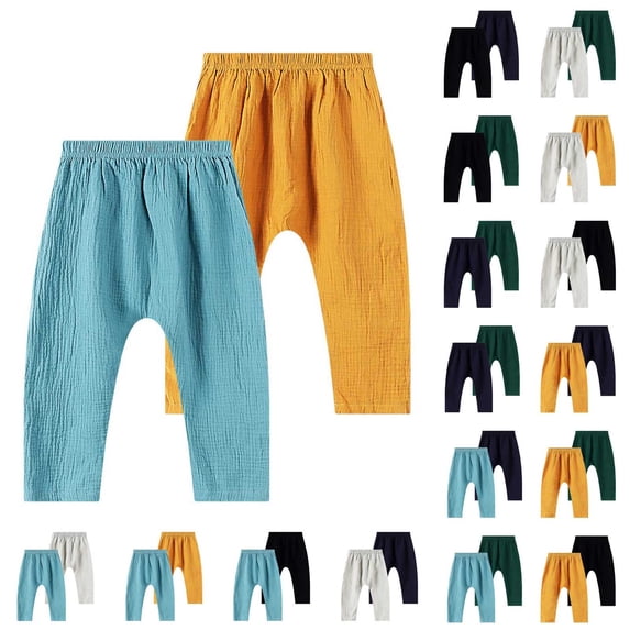 DJDLJWCJ 2-Pack Toddler Kids Boys Solid Elastic Waist Sweatpants Lightweight Pull On Casual Pants Blue Size 5-6Years