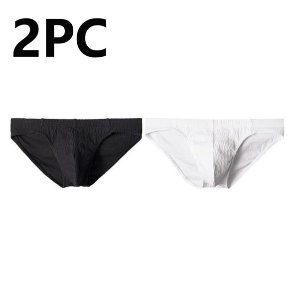 DJDLJWCJ 2Pc Mens Cotton Briefs Underwear Stretch Soft Lightweight Low Waist Thin Breathable Elastic Briefs White 2XL