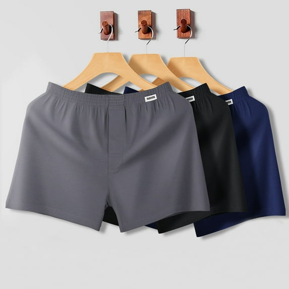 DJDLJWCJ 3 Pack Mens Pajamas Shorts Cotton Elastic Waist Solid Leightweight Breathable Relaxed Fit Straight Soft Casual, Short Pajamas Gray XL