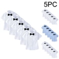 thumbnail image 1 of DJDLJWCJ 5 Pack Boys School Uniform Shirts 2-14 Boys Short Sleeve Dress Shirts with Bow Button Down Shirts 5PC: F Black Size 10, 1 of 10