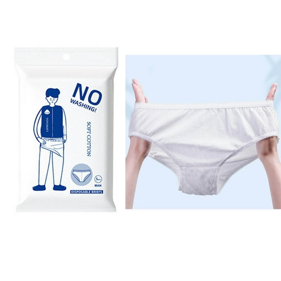 DJDLJWCJ 5 Pack Mens Briefs Underwear Disposable Underwear Cotton Elastic Waist Breathable Soft Stretch Briefs Underpant White L