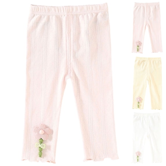 DJDLJWCJ Baby Girls Wide Leg Joggers Pants Elastic Waist Breathable Ribbed Casual Pants Solid Color Stretch Soft Pants Pink Size 2T