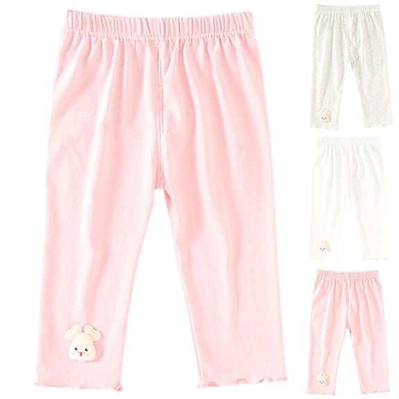 DJDLJWCJ Baby Girls Wide Leg Joggers Pants Elastic Waist Breathable Ribbed Casual Pants Solid Color Stretch Soft Pants Pink Size 9-12M