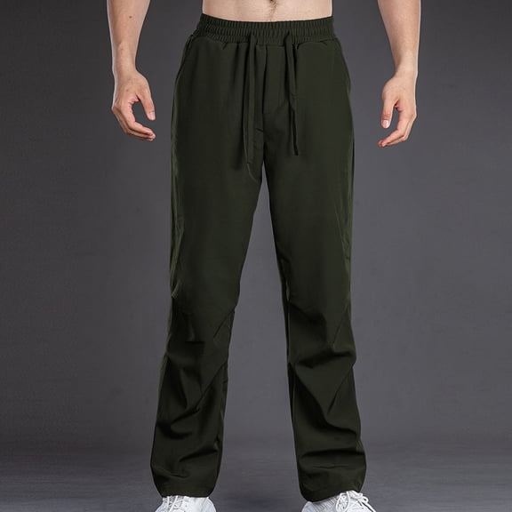 DJDLJWCJ Baggy Cargo Pants Men Adjustable Elastic Waist Straight Leg Loose Trousers Outdoor Hiking Pants Army Green L