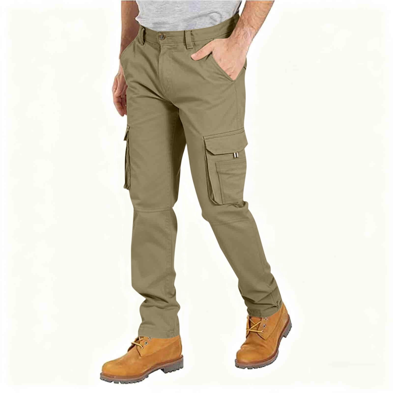 DJDLJWCJ Baggy Cargo Pants Men Elastic Waist Straight Leg Trousers ...