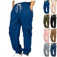 thumbnail image 1 of DJDLJWCJ Big Boys Cargo Pants Elastic Waist Drawstring Jogger Pants School Uniform Pants Lightweight Side Pocket Casual Pants Blue Size 11, 1 of 10