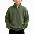 thumbnail image 1 of DJDLJWCJ Big Boys Long Sleeve Sweatshirt Half Zip Solid Color Pullover for Boys Loose Fit Sweatshirt Hoodless Tops Army Green Size 11, 1 of 9