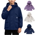 thumbnail image 1 of DJDLJWCJ Big Boys Zip Up Hooded Jacket Waterproof Windbreaker Raincoat Solid Color Softshell Long Sleeve Jacket Beige Size 3T, 1 of 10