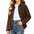 thumbnail image 1 of DJDLJWCJ Big Girls Button Up Shirt Solid Color Loose Fit Long Sleeve Shirts Loose Fit Casual Shirts with Pocket Brown Size 5T, 1 of 9