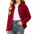 thumbnail image 1 of DJDLJWCJ Big Girls Button Up Shirt Solid Color Loose Fit Long Sleeve Shirts Loose Fit Casual Shirts with Pocket Wine Size 11, 1 of 9
