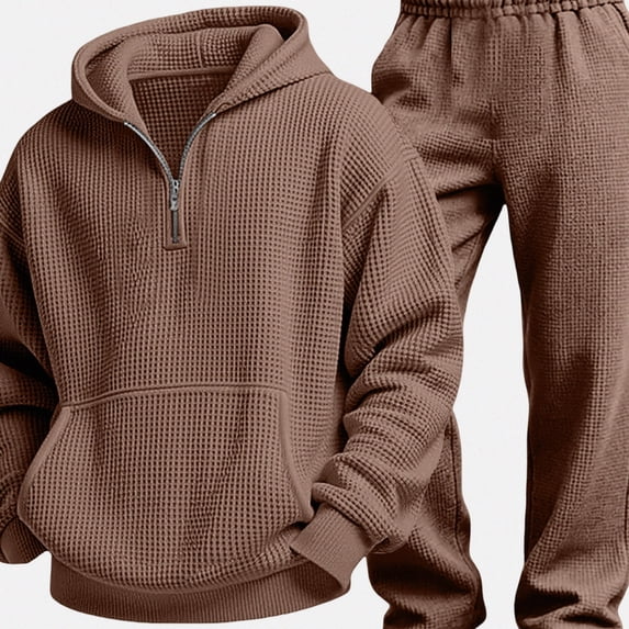 DJDLJWCJ Boys 2 Piece Outfit Set - Solid Hoodie Sweatshirt and Elastic Waist Pants Tracksuit Fall Winter Boys Sport Set Brown Size 7