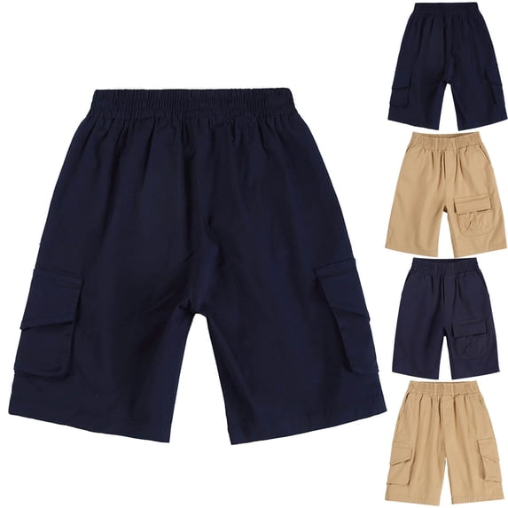 DJDLJWCJ Boys Athletic Shorts Elastic Waist Straight Leg Loose Fit Cargo Shorts for Outdoor Hiking Summer Shorts, Dark Blue 5 T