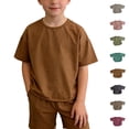 thumbnail image 1 of DJDLJWCJ Boys Athletic T Shirts Short Sleeve Crewneck Lightweight Breathable Summer Shirts Stretch Soft Active Tee Shirts for Sports Beige Size 3 Years, 1 of 6