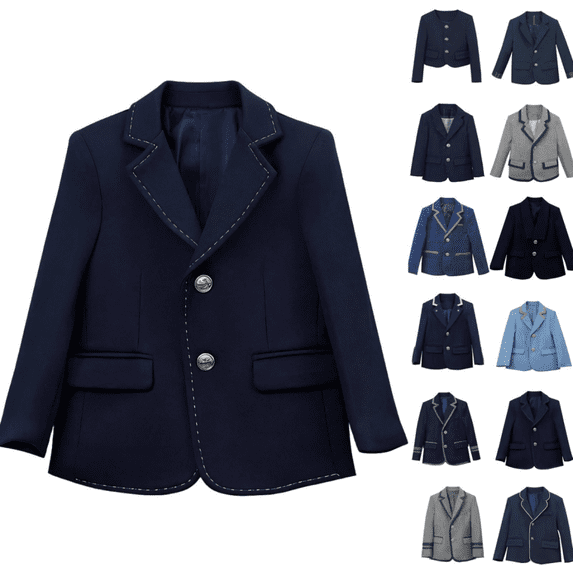 DJDLJWCJ Boys Blazer Jacket 1-14 Boy's Formal Open Front Suit Jacket Graduation Jacket for School Blue Size 5T
