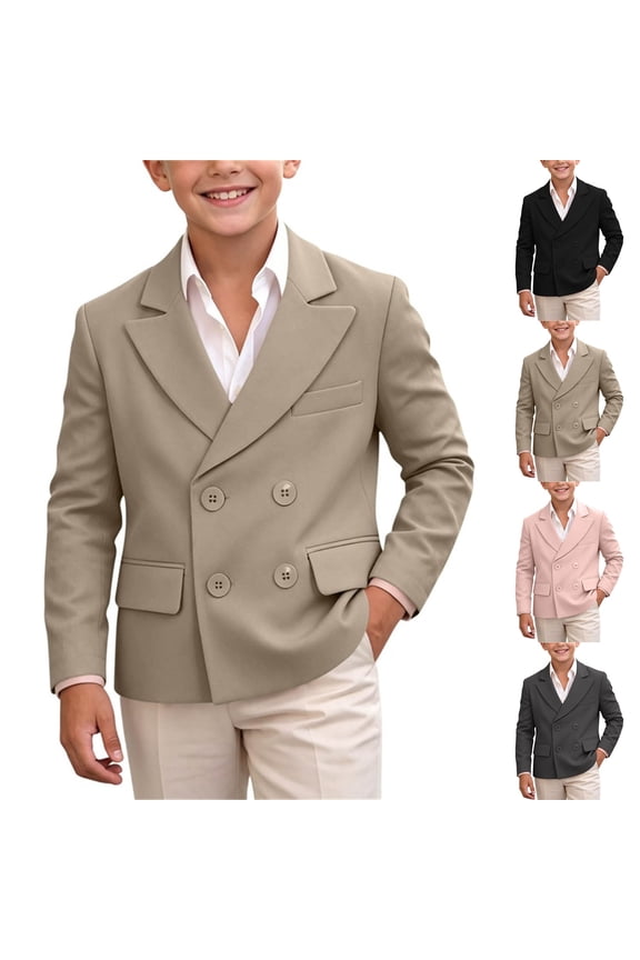 Boys Blazer Jacket 1-14 Boy's Formal Open Front Suit Jacket Graduation Jacket for School,Wedding,Performance Black Size 2T