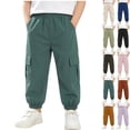 thumbnail image 1 of DJDLJWCJ Boys Cargo Pants 3-13 Multi-Pockets Lightweight School Uniform Pants Elastic Waist Baggy Pants Mint Green Size 8, 1 of 11