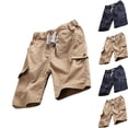 thumbnail image 1 of DJDLJWCJ Boys Cargo Shorts for Boys Summer Work Shorts Elastic Waist Kids Short Pants Drawstring Sports Shorts, Khaki 3 T, 1 of 5