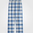 thumbnail image 1 of DJDLJWCJ Boys Casual Pants Elastic Waist Plaid Print Straight Leg Pants Comforty Lightweight Long Trousers Blue Size 15, 1 of 7