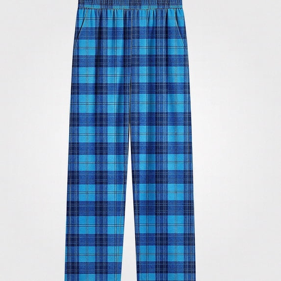 DJDLJWCJ Boys Casual Pants Elastic Waist Plaid Print Straight Leg Pants Comforty Lightweight Long Trousers Navy Size 4T