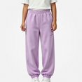thumbnail image 1 of DJDLJWCJ Boys Fleece Lined Cargo Pants Elastic Waist Casual Fall Winter Warm Jogger Trousers Purple Size 7, 1 of 2