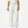 thumbnail image 1 of DJDLJWCJ Boys Fleece Lined Cargo Pants Elastic Waist Casual Fall Winter Warm Jogger Trousers White Size 5T, 1 of 5