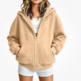 thumbnail image 1 of DJDLJWCJ Boys Full Zipper Hoodies Long Sleeve Warm Solid Color Hooded Sweatshirt for Boys Zip Up Jacket Beige Size 11, 1 of 9