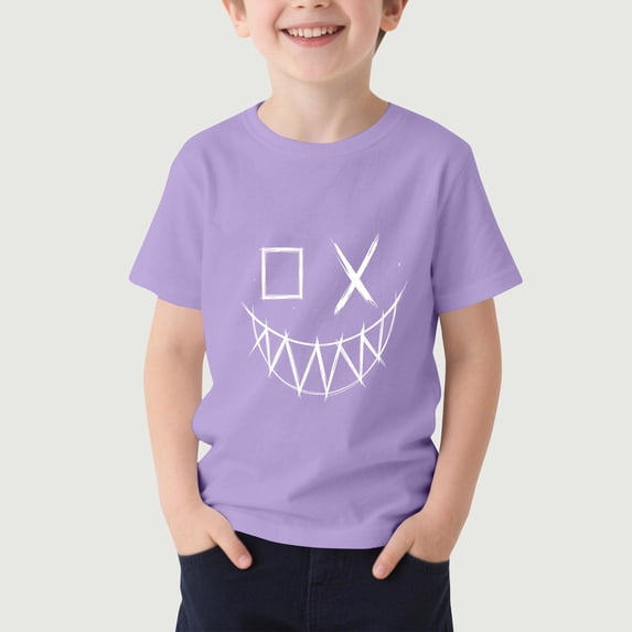 DJDLJWCJ Boys Graphic Tees with Short Sleeve Crewneck Casual Printed Graphic T Shirt for Boys Party Outdoor Hiking, Purple 11-12T