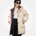 thumbnail image 1 of DJDLJWCJ Boys Parka Jacket Thicken Puffer Winter Warm Hooded Jacket Solid Color Full Zipper Quilted Coat Beige Size 5T, 1 of 9