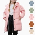 thumbnail image 1 of DJDLJWCJ Girls Parka Jacket Thicken Puffer Winter Warm Hooded Jacket Solid Color Full Zipper Quilted Coat Pink Size 2T, 1 of 9