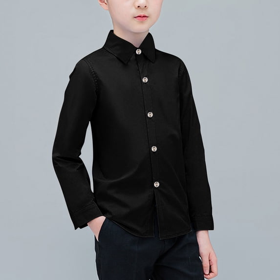 DJDLJWCJ Boys School Uniform Shirts Long Sleeve Summer Short Sleeve Shirt Fashion Outdoor Sports Pullover Shirt Black M
