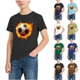 thumbnail image 1 of DJDLJWCJ Boys Soccer Shirt Crewneck Relaxed Fit Soccer Printed Summer Shirts Stretch Soft Outdoor Athletic Sports Shirts Blue Size 7-8 Years, 1 of 8