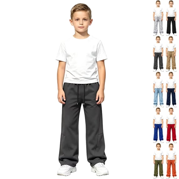 DJDLJWCJ Boys Solid Sweatpants Elastic Waist Casual Athletic Trousers Side Pockets Kids Sports Pants for School Navy Size 5T