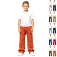 thumbnail image 1 of DJDLJWCJ Boys Solid Sweatpants Elastic Waist Casual Athletic Trousers Side Pockets Kids Sports Pants for School Orange Size 12, 1 of 8