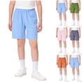 thumbnail image 1 of DJDLJWCJ Boys Summer Shorts 5-15 Loose Fit Straight Leg Casual Shorts Lightweight Solid Comfortable Athletic Shorts, Blue 7-8 T, 1 of 7