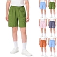 thumbnail image 1 of DJDLJWCJ Boys Summer Shorts 5-15 Loose Fit Straight Leg Casual Shorts Lightweight Solid Comfortable Athletic Shorts, Green 14-15 T, 1 of 7