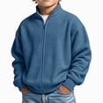 thumbnail image 1 of DJDLJWCJ Boys Zip Up Sweatshirts Stand Collar Long Sleeve Solid Color Sweatshirt Comforty Lightweight Full Zipper Jacket Navy Size 11, 1 of 9