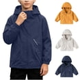 thumbnail image 1 of DJDLJWCJ Boys Waterproof Zip Up Jacket Long Sleeve Hooded Windbreaker Raincoat Fall Winter Outdoor Jacklet Navy Size 2T, 1 of 10