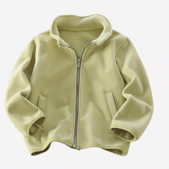 DJDLJWCJ Boys Windbreaker Jacket Solid Color Winter Warm Polar Fleece Coat Full Zipper Jacket Green Size 9