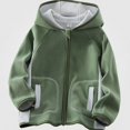 thumbnail image 1 of DJDLJWCJ Boys Windbreaker Jacket Warm Polar Fleece Winter Coat Comforty Soft Full Zipper Hooded Jacket Green Size 10, 1 of 5