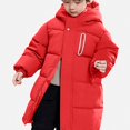 thumbnail image 1 of DJDLJWCJ Boys Winter Jacket Thicken Puffer Long Length Parka Quilted Jacket with Hood Red Size 12, 1 of 5