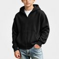 thumbnail image 1 of DJDLJWCJ Boys Zip Up Hooded Sweatshirts Relaxed Fit Solid Color Hoodies for Boys Cotton Full Zipper Sweatshirt Black Size 5T, 1 of 9