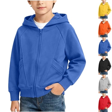 DJDLJWCJ Boys Zip Up Hoodie Long Sleeve Lightweight Hood Sweatshirt Solid Color Comforty Sweatshirt Blue Size 11
