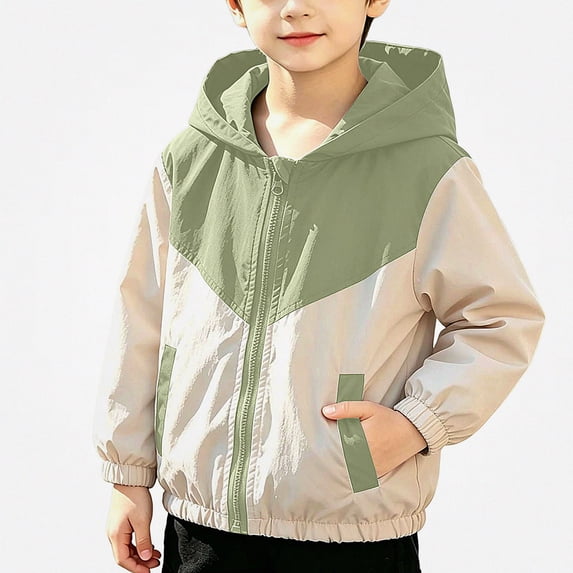 DJDLJWCJ Boys Zip Up Jacket Long Sleeve Warm Hooded Jacket Windproof Casual Jacket Green Size 3T