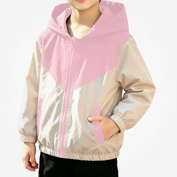 DJDLJWCJ Boys Zip Up Jacket Long Sleeve Warm Hooded Jacket Windproof Casual Jacket Pink Size 4T