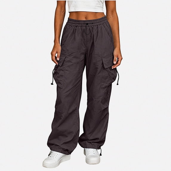 DJDLJWCJ Cargo Pants for Women Wide Leg Loose Fit Casual Work Pants Multi-pocket High Wiast Hiking Trousers Brown Size XS