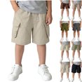 thumbnail image 1 of DJDLJWCJ Cargo Shorts Boys (1-7) Elastic Waist Loose Fit Summer Shorts Boys Athletic Pants Workout Shorts, Beige 4 T, 1 of 8