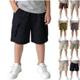 thumbnail image 1 of DJDLJWCJ Cargo Shorts Boys (1-7) Elastic Waist Loose Fit Summer Shorts Boys Athletic Pants Workout Shorts, Black 3 T, 1 of 8