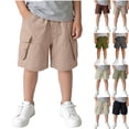 thumbnail image 1 of DJDLJWCJ Cargo Shorts Boys (1-7) Elastic Waist Loose Fit Summer Shorts Boys Athletic Pants Workout Shorts, Pink 5 T, 1 of 9