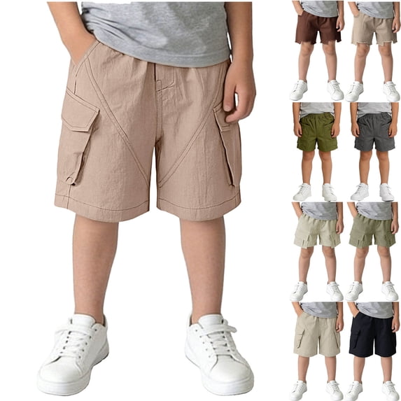 DJDLJWCJ Cargo Shorts Boys (1-7) Elastic Waist Loose Fit Summer Shorts Boys Athletic Pants Workout Shorts, Pink 5 T