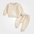 thumbnail image 1 of DJDLJWCJ Girls 2 Piece Outfit Set Long Sleeve Crewneck Sweatshirt and Elastic Waist Jogger Pants Set Beige Size 6-12M, 1 of 9